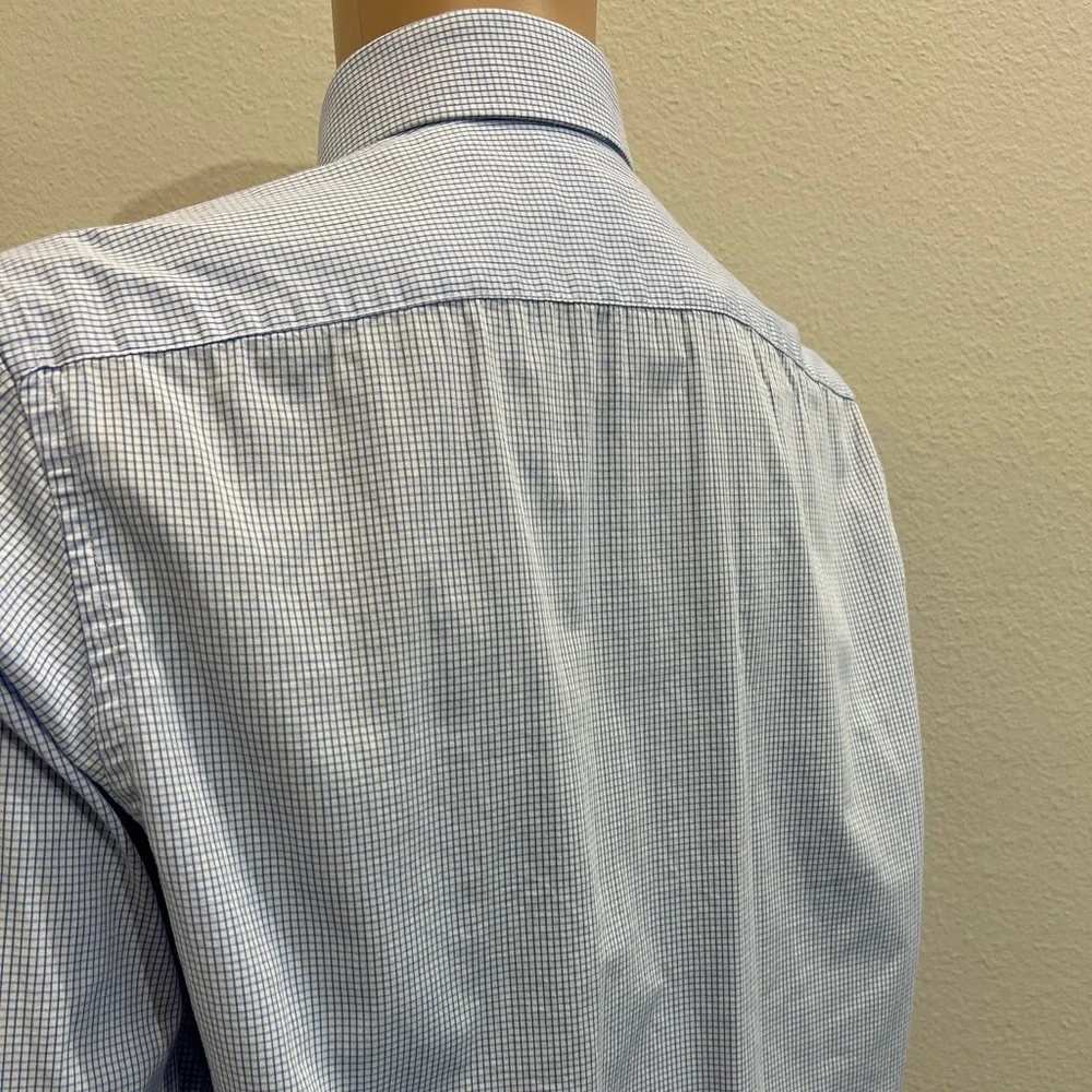 Michael Kors Slim Fit Dress Shirt, Tight Blue Check Pattern, 17-34/35 - Picture 6 of 9